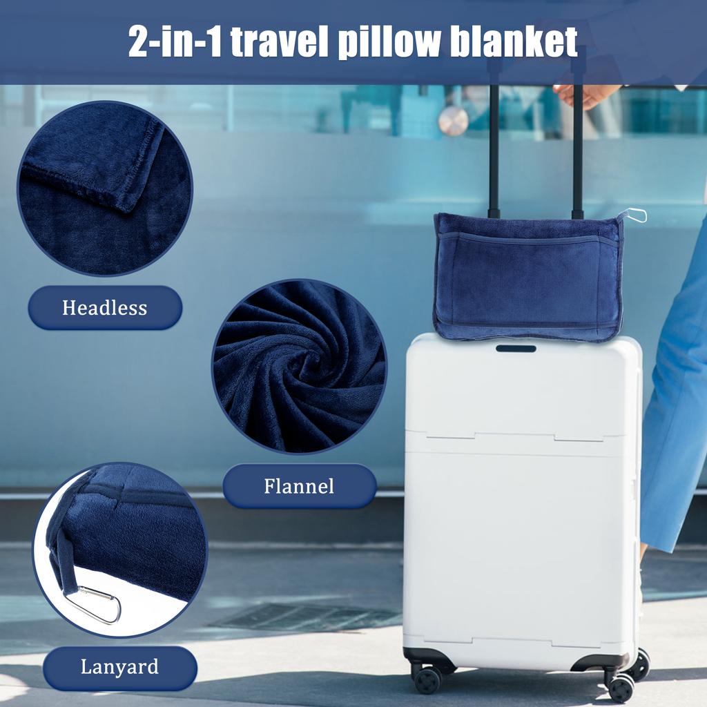 Tragbare Reise Decke Weiche Flanell Flugzeug Decke Faltbar 2 in 1 Reise Kissen und Decken Set Flugzeug Auto Reise Zubehör