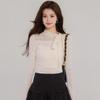 Women's Spring High Neck Lace Base Layer Tee, Slim Fit Long Sleeve Top, Unique and Stunning