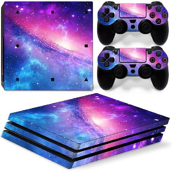 Ps4 Slim Stickers Full Body Vinyl Skin Decal Cover for PlayStation 4 Console Controllers (with 4pcs Led Lightbar Stickers) (Blue fire) (PS4 Console