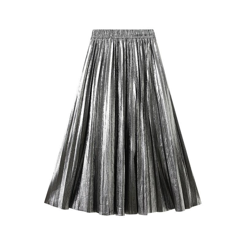 

Women s Pleated Midi Skirt Chiffon Elastic High Waist Long Skirts Swing A-Line Boho Flowy Skirts Outfits Casual Beach Ruffled Maxi Skirt for Women One size срібний