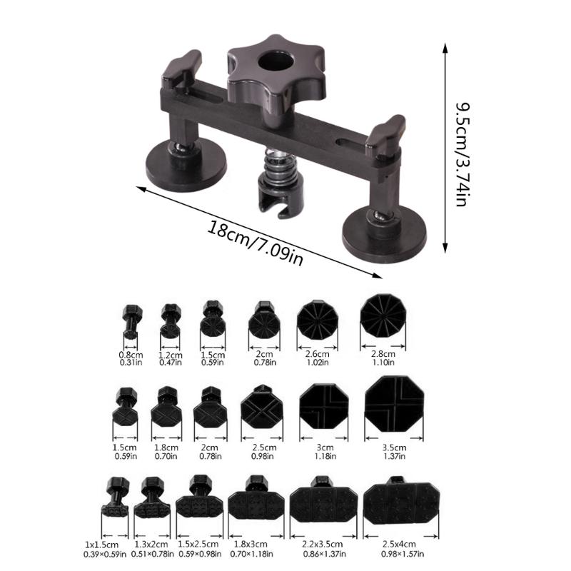 Auto Body Dent Pullers Car Dent Pullers Set with Double Poles Bridge Dent Pullers and 18Pcs Pulling Tabs Repair Dent