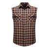 Shirt Vest Fashion Sleeveless 3D Cutting Casual Vest Men Plaid Print Waistcoat Top Men Vest Male Clothing