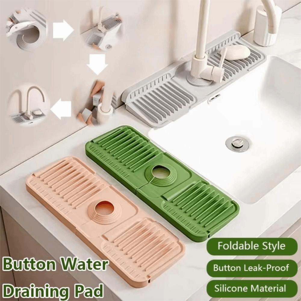 Non Slip Silicone Sink Drying Mat Slope Water Drip Catcher Reusable Countertop Protector  Counter