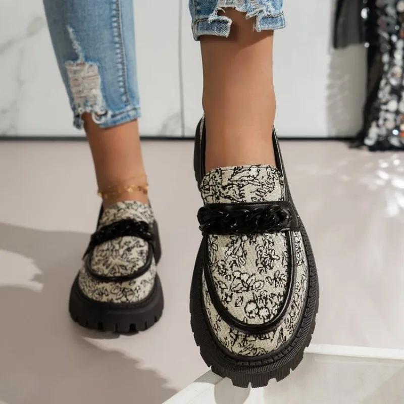 Fujin Denim Print Cloth Synthetic Leather Platform Wedge Chunky Sneaker Comfy High Brand Spring Fashion Autumn Casual Shoes