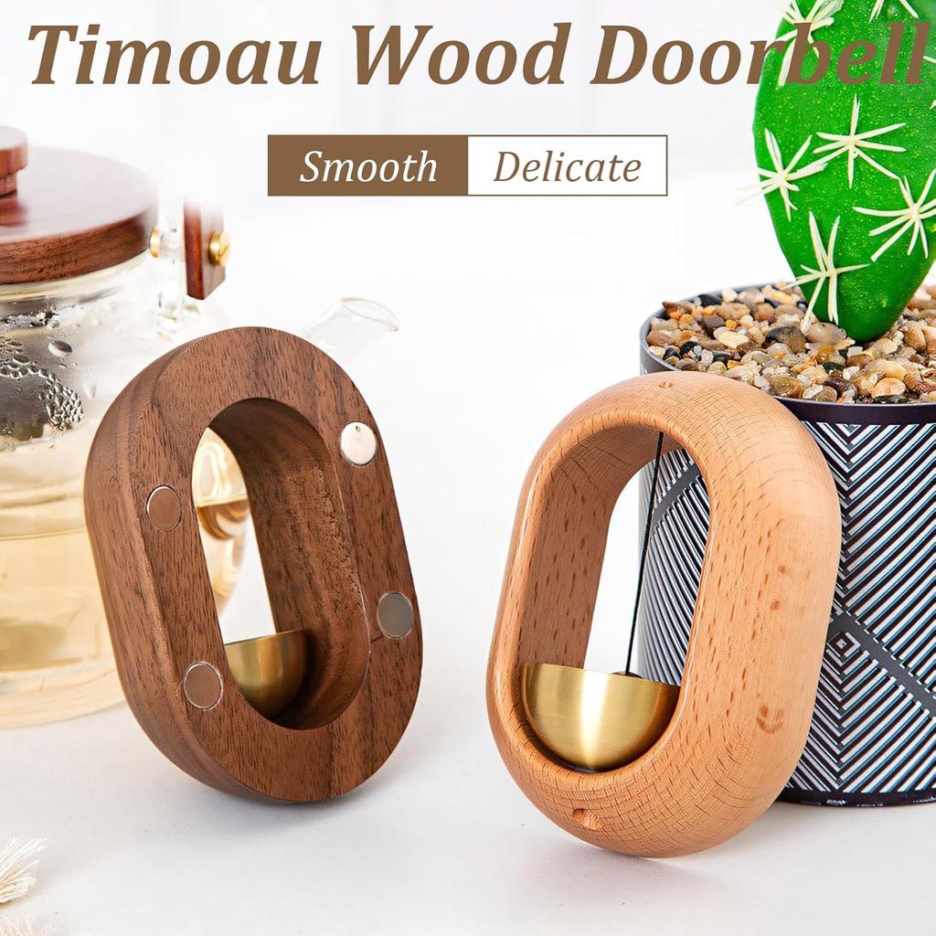 1pc Magnetic Brass Doorbell Reminder Wooden Wind Chimes Self-adhesive Shopkeepers Bell for Door Home Decorations