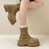 Fashion Retro Street Round Head Thick Heel Thick Sole Thin Boots Women's 2025 Autumn and Winter New Simple Small Martin Boots