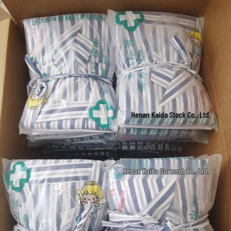 Blouse d'hôpital deux pièces en pur coton avec manches longues et pantalon - Facile à enfiler et à retirer pour les patients