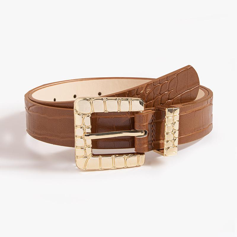 New Women's Crocodile Pattern Buckle Crocodile Pattern Patent Leather Chic Fashion European and American Business Belt