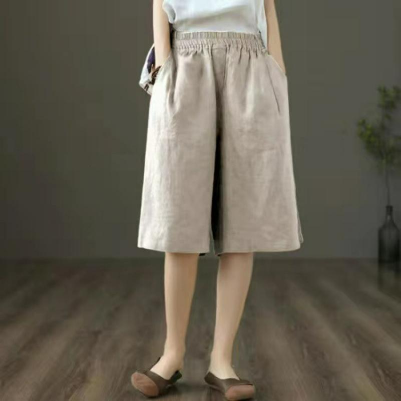 Cotton and Linen Five-point Pants Shorts Women's Summer Thin Loose and Thin Casual Pants Straight Wide-leg Pants