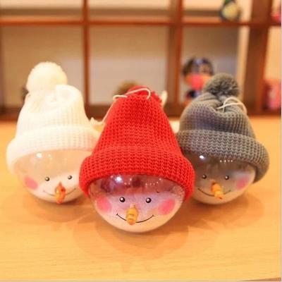 New Snowman Transparent Ball With Knitted Hat Christmas Tree Home Decor Gifts