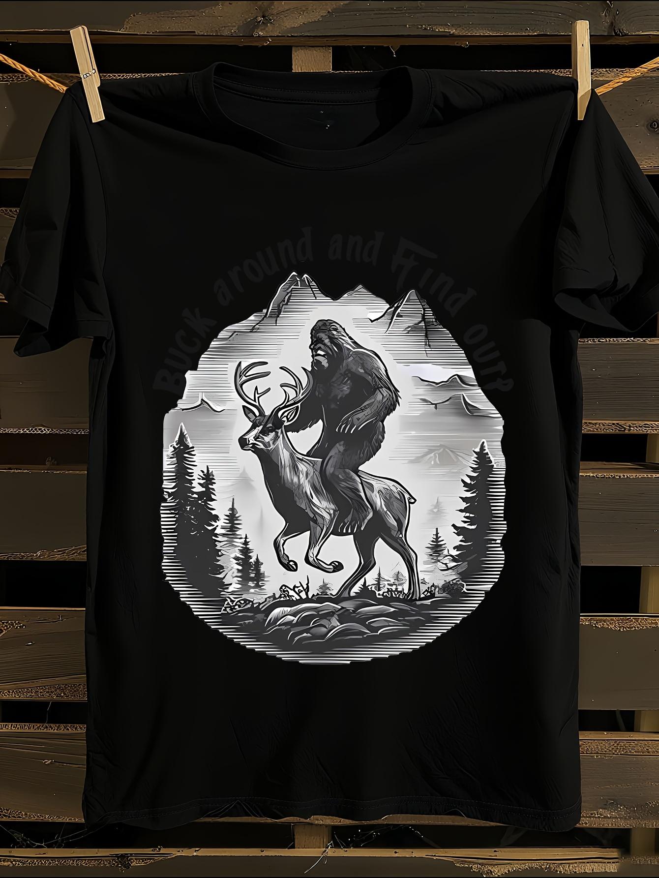 & Deer Print T-Shirt L