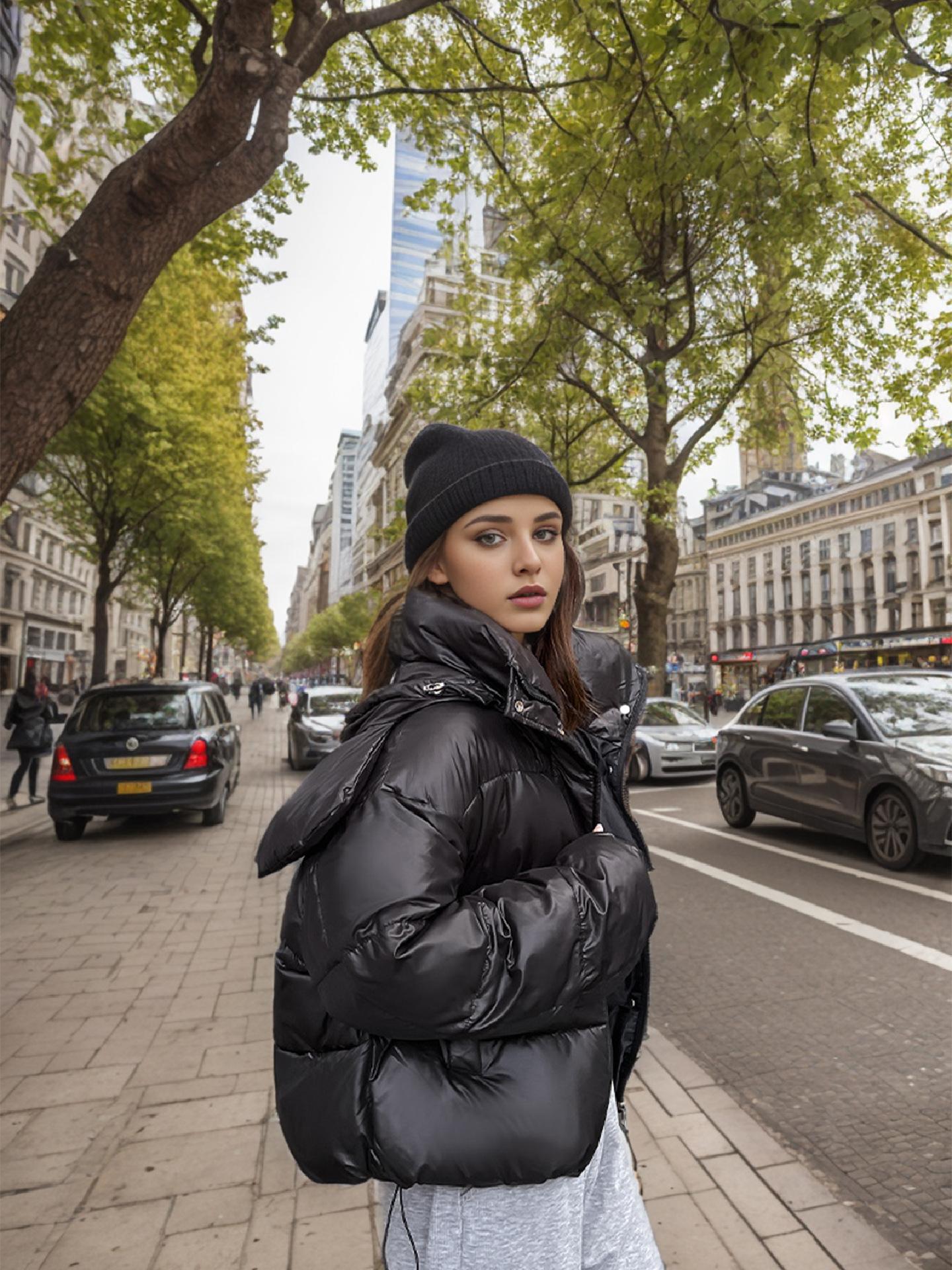 

Милая хлопковая куртка с капюшоном и большими ушами 2024 зимняя женская стеганая куртка с капюшоном повседневные свободные парки пальто женская одежда XXL чёрный