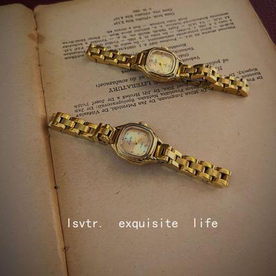LSVTR Vintage Französische Retro Gold Mini-Uhr für Damen
