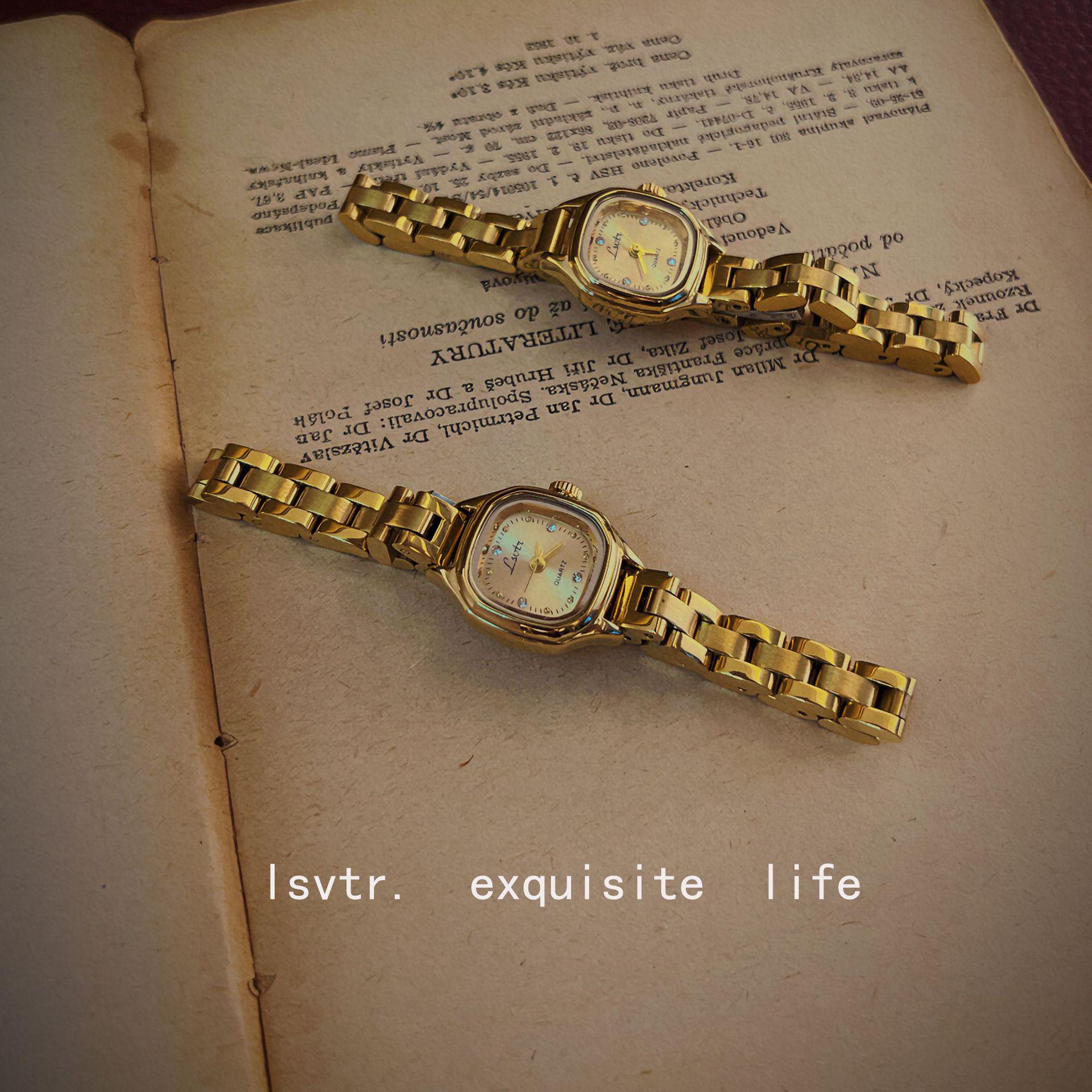 

LSVTR Vintage French Retro Gold Mini Watch for Women Gold Watch Only