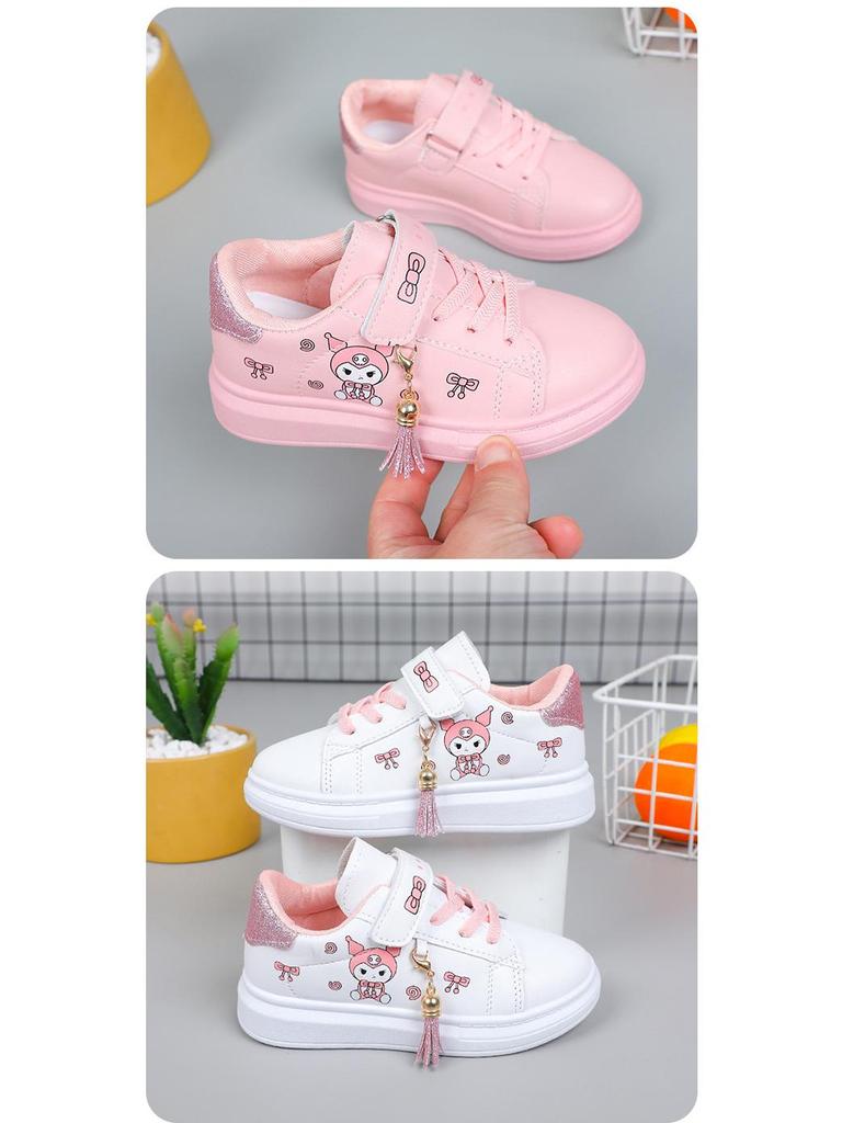 Girls' Soft Sole Waterproof Leather Sneakers - New for Spring/Autumn 2025, Non-Slip Running Shoes