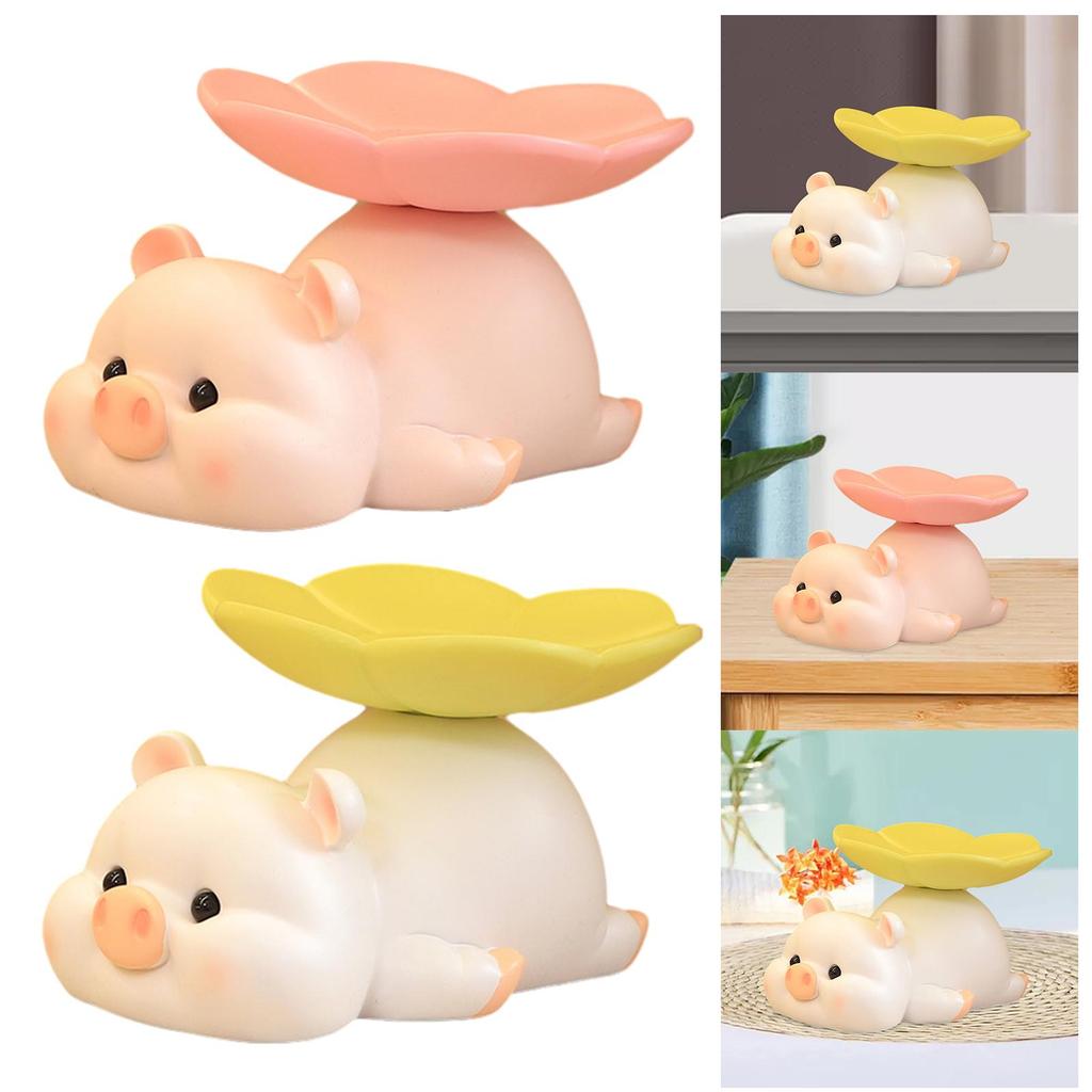 Pig Statue Desk Storage Tray Modern Cute Creative Entryway Key Holder for Table Cabinet Living Room Bedroom Home Decoration
