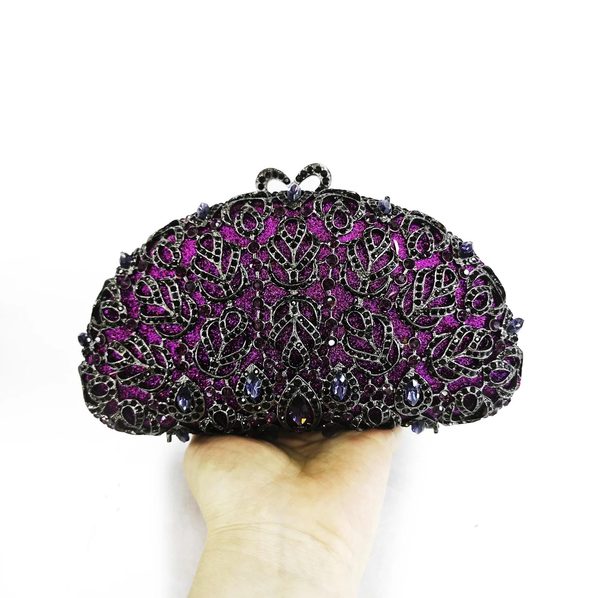 

WHTUOHENG Green Women Crystal Evening Bag Semicircle Metallic Clutches Purses Diamond Clutch Wedding Minaudiere Handbag Bridal 18cmX9cmX5cm