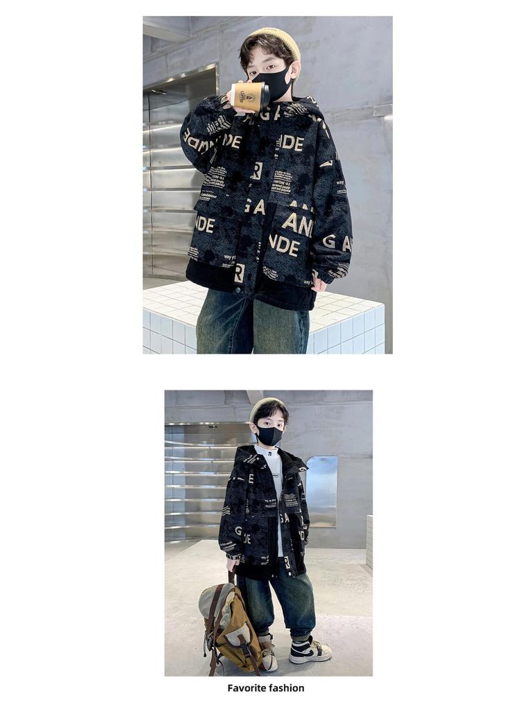 Boys' Fleece-Lined Denim Parka - 2025 Winter Trendy Collection