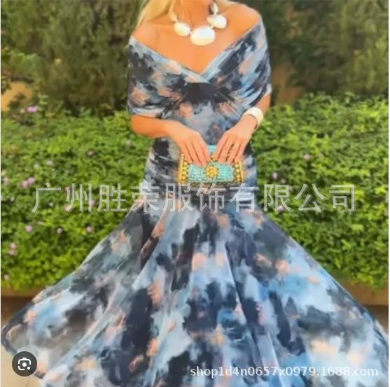 Damen Burgunder Schulterfreies Rüschen Chiffon Maxi Abendkleid