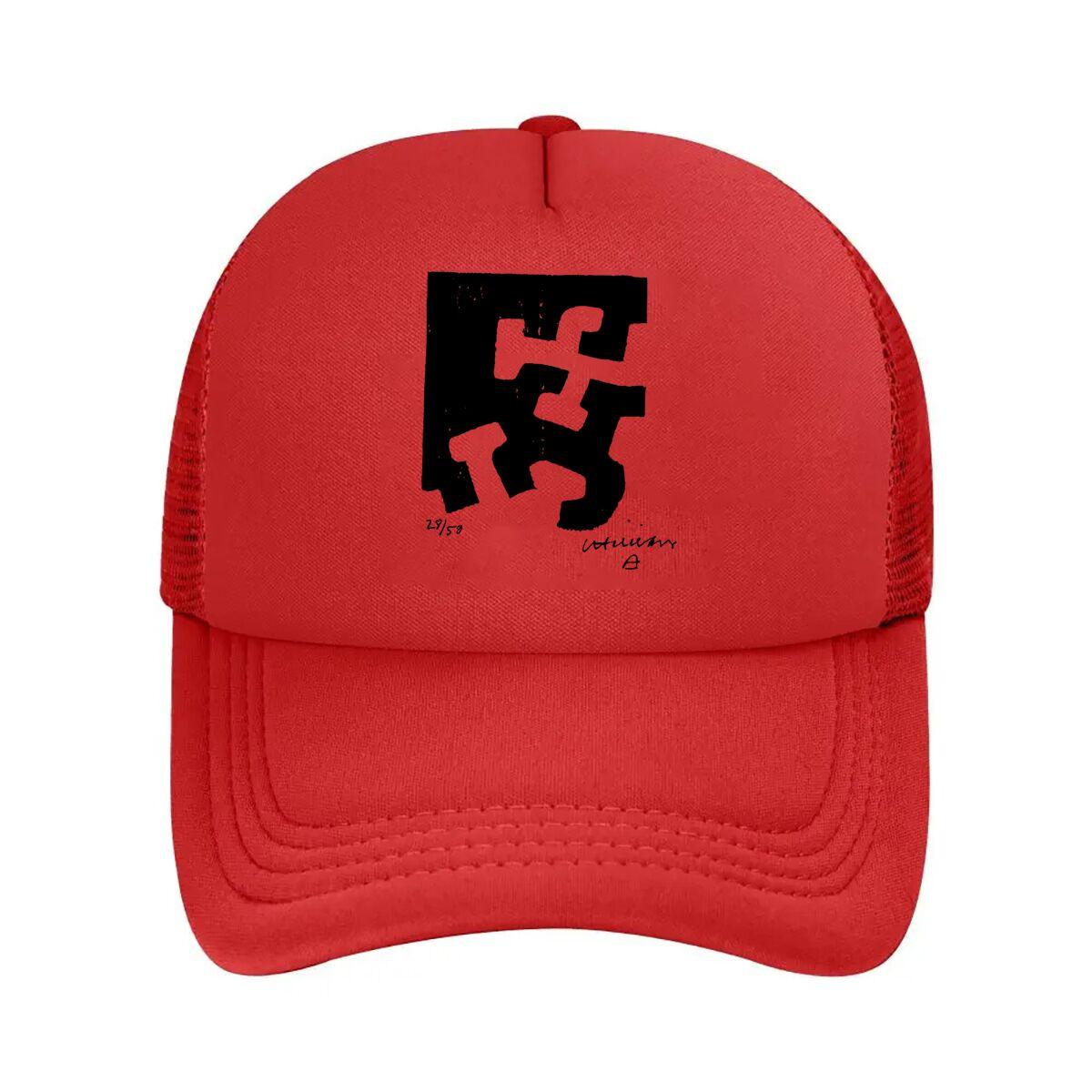 Abstract Black Minimalist Art - Inspired, Modern Symbol Design Mesh Baseball Cap One Size