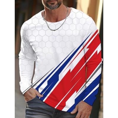 Daily Exercise Men's Training Top Street Style Men's Fashionable T-shirt 3D Printed Men's Warm Long-sleeved T-shirt For Autumn