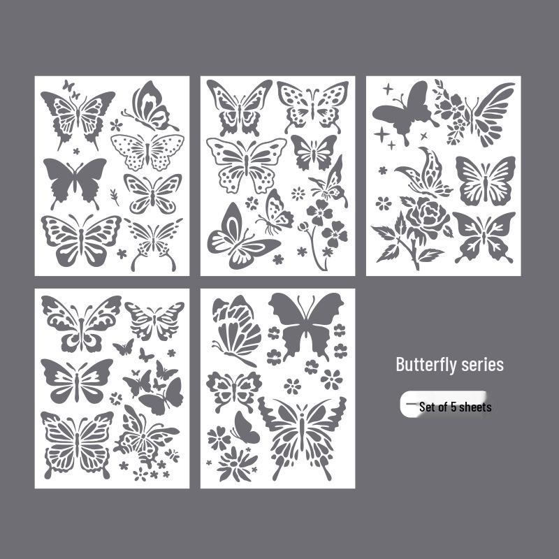 

Creative Butterfly and Floral Lace Painting Stencil - PET Hollow Design for Hand-drawn Art