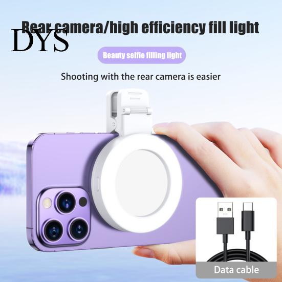 Phone LED Fill Light Selfie Ring 180-Degree Rotatable Design Super Bright 3 Modes Live Streaming Rechargeable Magnetic Makeup with Mirror Clip-on