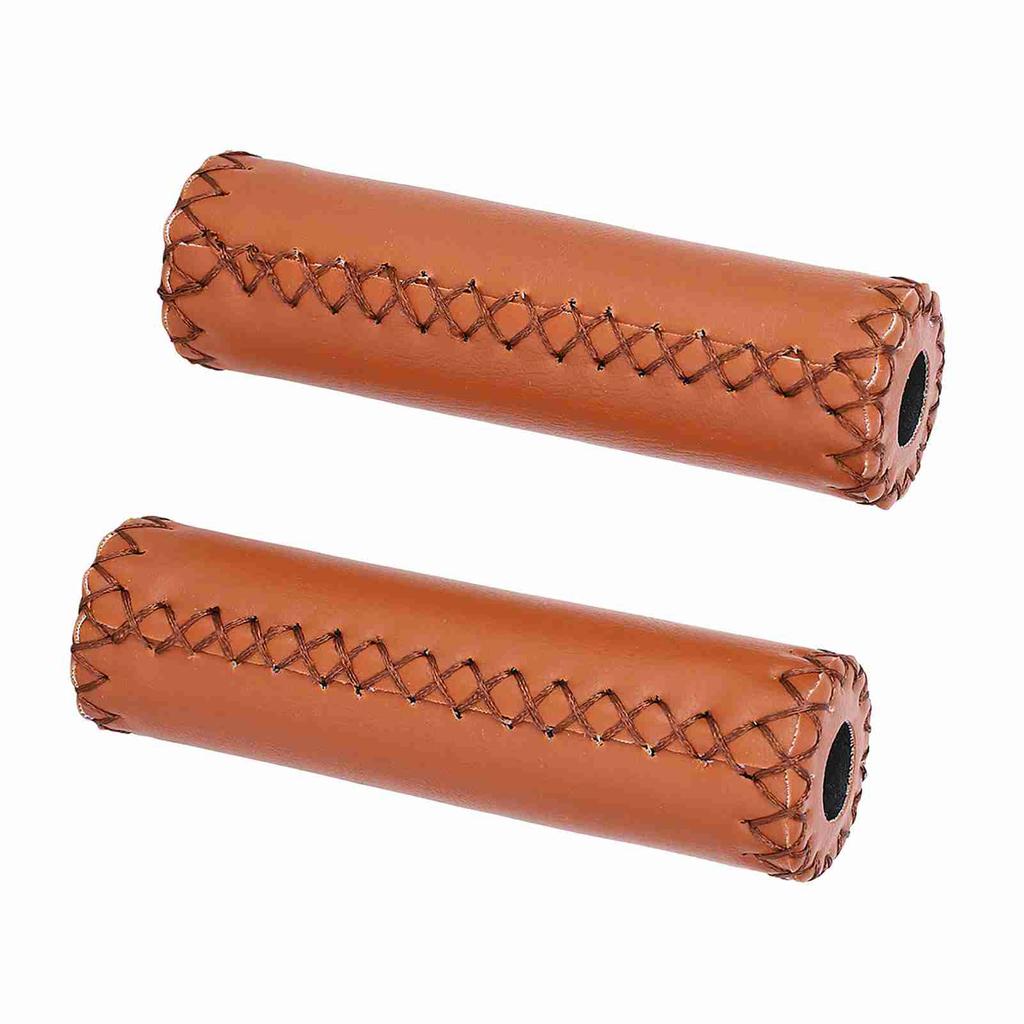 1 Pair Three Colors Retro Artificial Leather Handlebar Grips Bike Handle Cover Grips