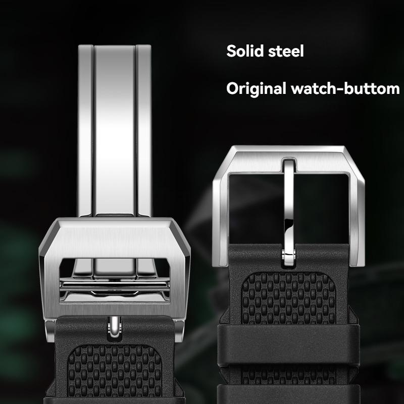 20mm New Metal Curved End Woven FKM Rubber Strap for IWC Portugal IW371609 1620 Series fluororubber watch Bracelet Watchband