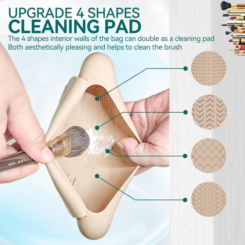 Silicone Makeup Brush Holder Storage Bag Compact and Stylish Travel Casewith Upgrade Anti-Fall Out Magnetic Closure