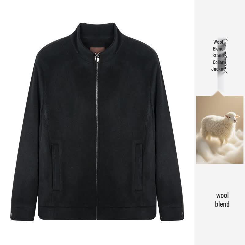Talent Men s Casual Wool Blend Stand Collar Jacket M чёрный