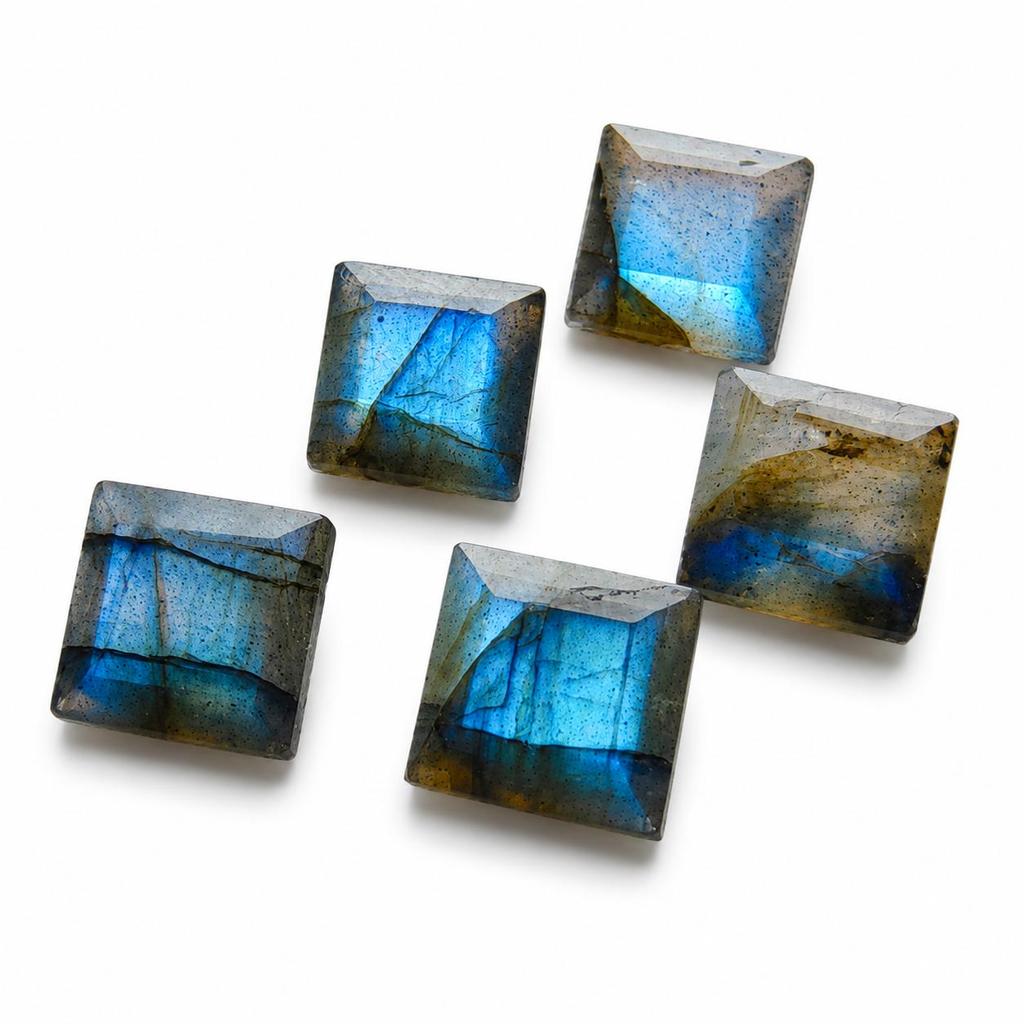 Blue Flash Labradorite Square Pyramid Cabochon Gemstone | AAA Calibrated Loose Stone for Fine Jewelry