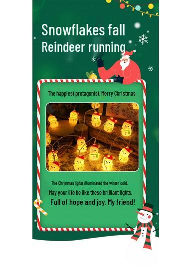 Christmas LED Santa & Snowman Head String Lights - Festive Glitter Decoration