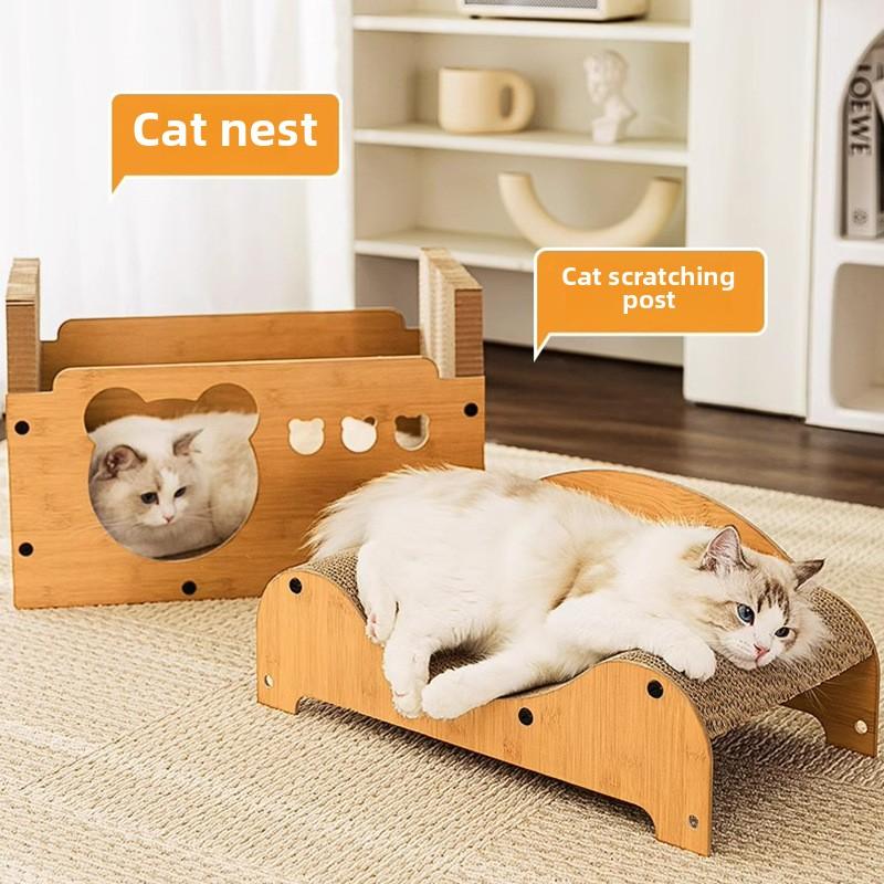 Cat Scratching Board Wear-resistant and Non-crumbling Cat Claw Board Cat Corrugated Cat Nest Villa Four-season Universal Claw Grinding Carton House