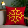 Region Occitania Occitan Cross Cushion Cover Plush Fabric Soft Double-Sided Printed Invisible Zipper Sofa Pillow Case Home Decor
