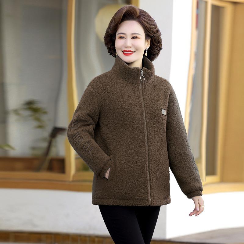 Autumn and Winter New Lamb Wool Cotton Coat Large Size Fleece Thickened Granular Fleece Cotton Coat Women