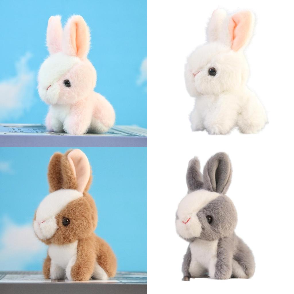 Niedlicher Plüsch-Hasen-Schlüsselanhänger-Anhänger Flauschige weiße Kaninchenpuppe Rucksackdekoration Geschenk für Mädchen