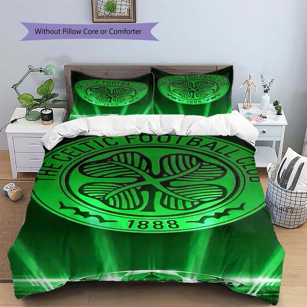 Celtic Football Club Muster Bettwäsche, Steppbett Set Bettbezug Kissenbezug Zuhause Geburtstagsgeschenk(1 Bettbezug + 2 Kissenbezüge, ohne Füllung)