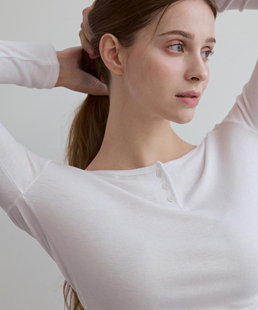 ODER Henley Neck Slim Fit T-Shirt - Ivory