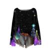 Women's Round Neck Lightweight Sweater Casual Long Sleeve Christmas Print Knit Pullover.