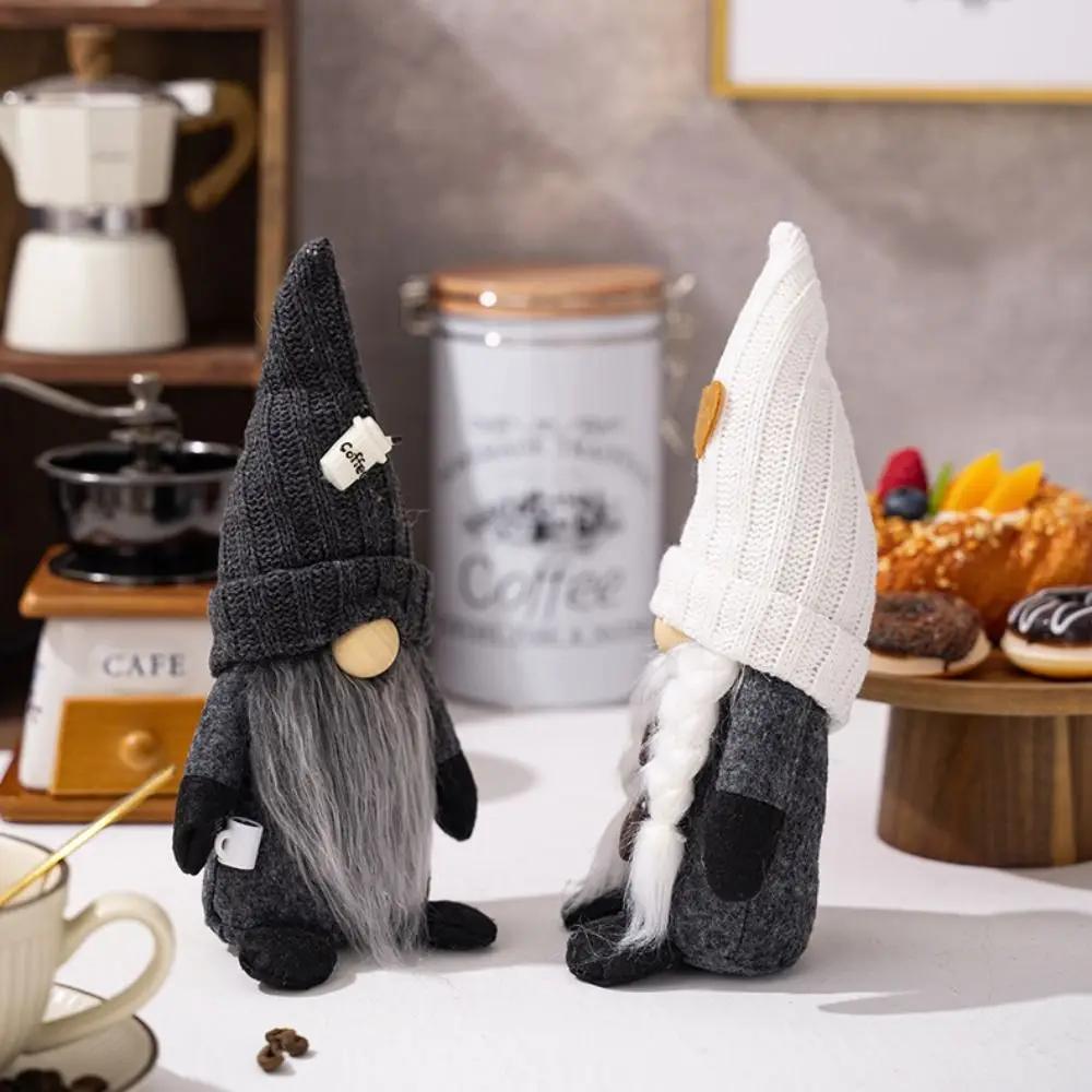 With Knitted Hat Coffee Gnomes Plush Doll Soft Plush Exquisite Christmas Faceless Doll Handmade Cute Elf Dwarf Plush Figurine