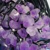 Natural Irregular Amethyst Raw Stone Necklace Black Leather Rope Purple Crystal Pendant Necklace Women Fashion Ornament Daily Wear Accessories