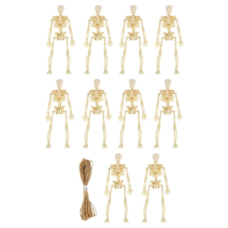 

10pcs Halloween Hanging Skeleton Pendant Halloween Party Home Indoor Outdoor Yard Garden Decoration Scary Plastic Skull 1