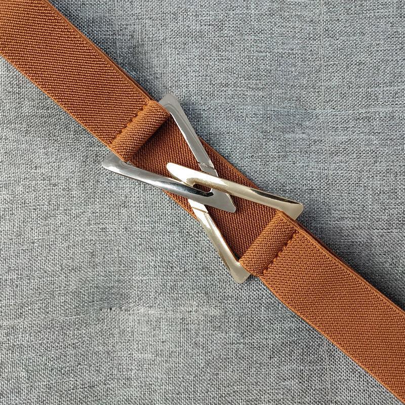 Black Elastic Modern Waist Belt With Beautiful Triangle Clip Designed Women For