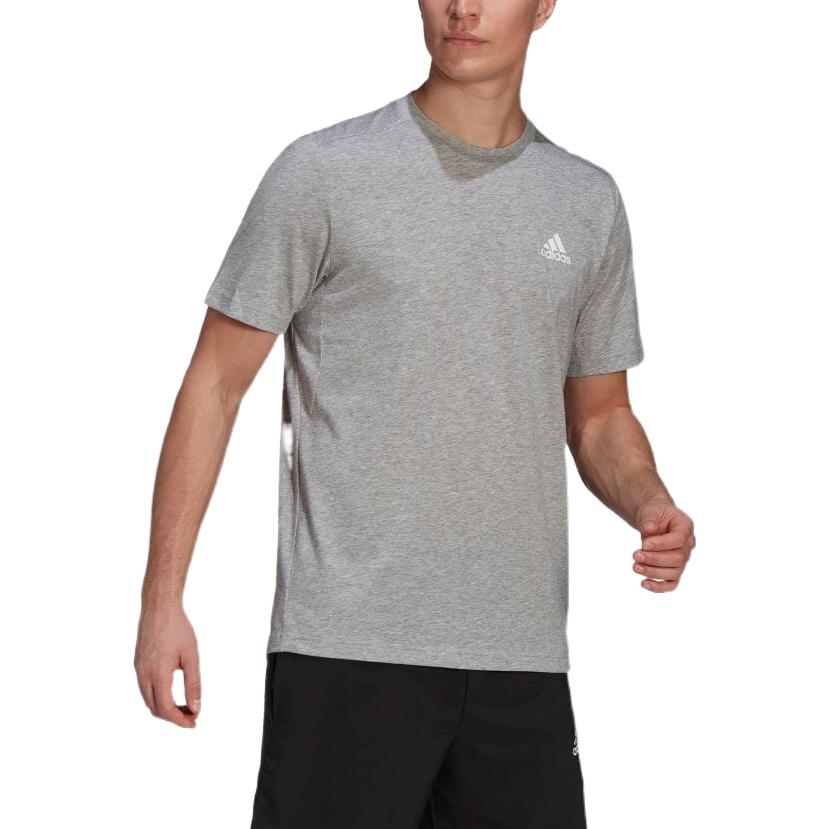 Adidas T Shirts Men's Gray Crew Neck Moderate Straight Fit GT5555