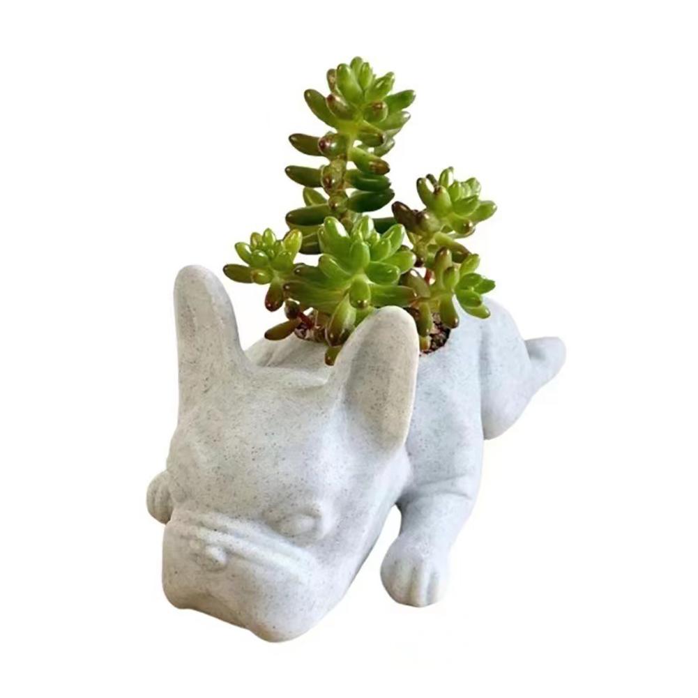 Resin Dogs Succulent Planter French dogs Shape Flower Pots Cute Bonsai Flower Pots Succulent Mini Puppy Planter For Home Garden Decor