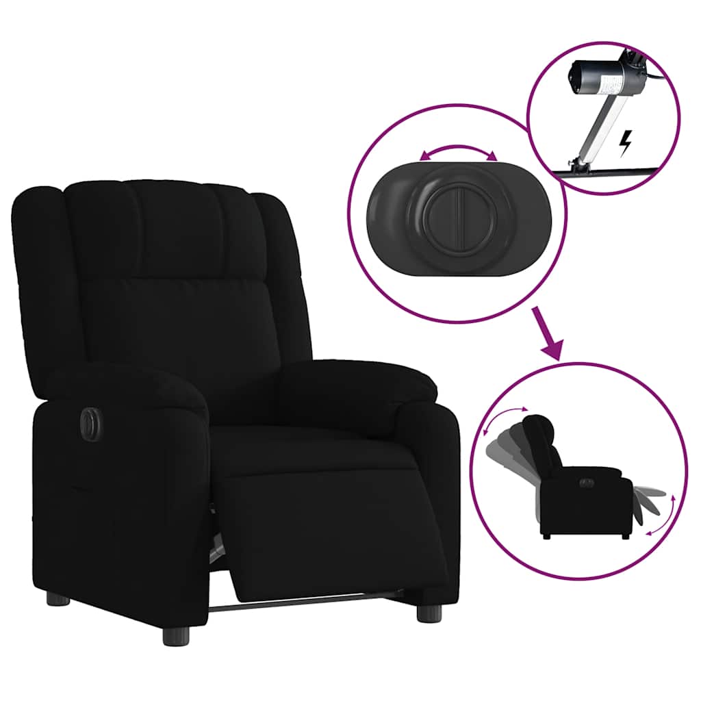 Electric Recliner Chair Black Fabric