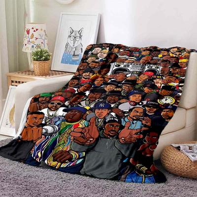 Hip Hop Rapper Legend Print Flannel Blanket Ultra Soft Warm Throw Blanket Sofa Bed All Season Bedspread Home Decor Fans Gift