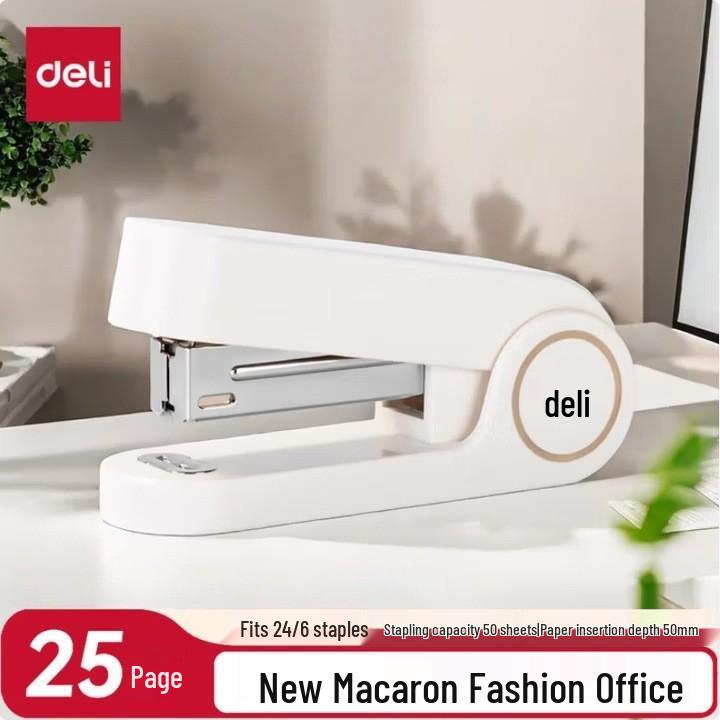 Standard White Office Stapler - Multifunctional Manual Stapler for Students and Professionals