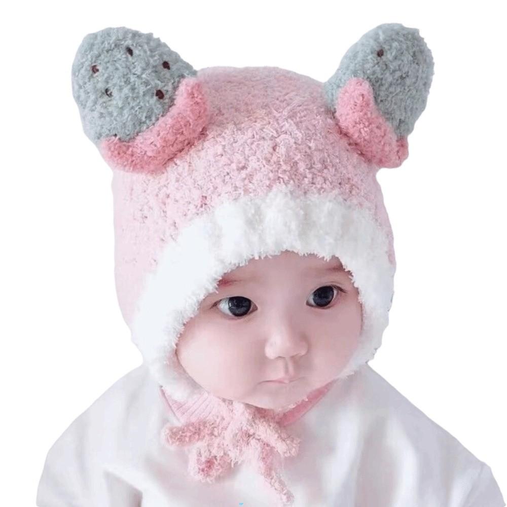

Plush Fruit Ear Hat Fleece Ear Protection Hat Lovely Baby Beanie Cap Winter розовый